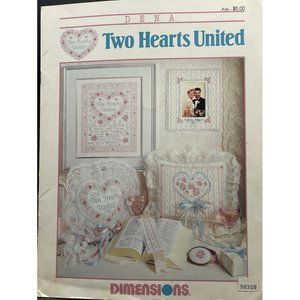 Dimensions Dena Two Heart United #184 Cross Stitch Patterns Magazine Length 11in